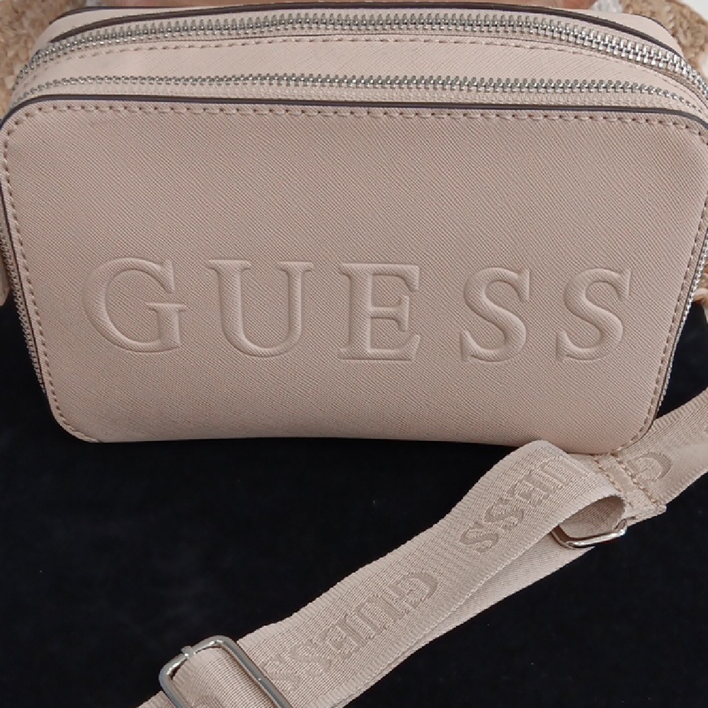 Guess Blush Pink Embossed Logo Camera Bag